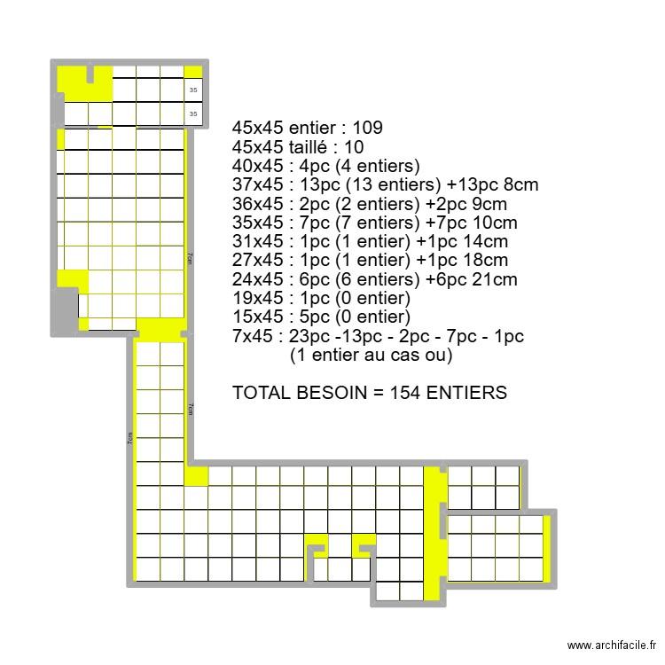 Carrelage Mettewie 2 ECO. Plan de 3 pièces et 31 m2