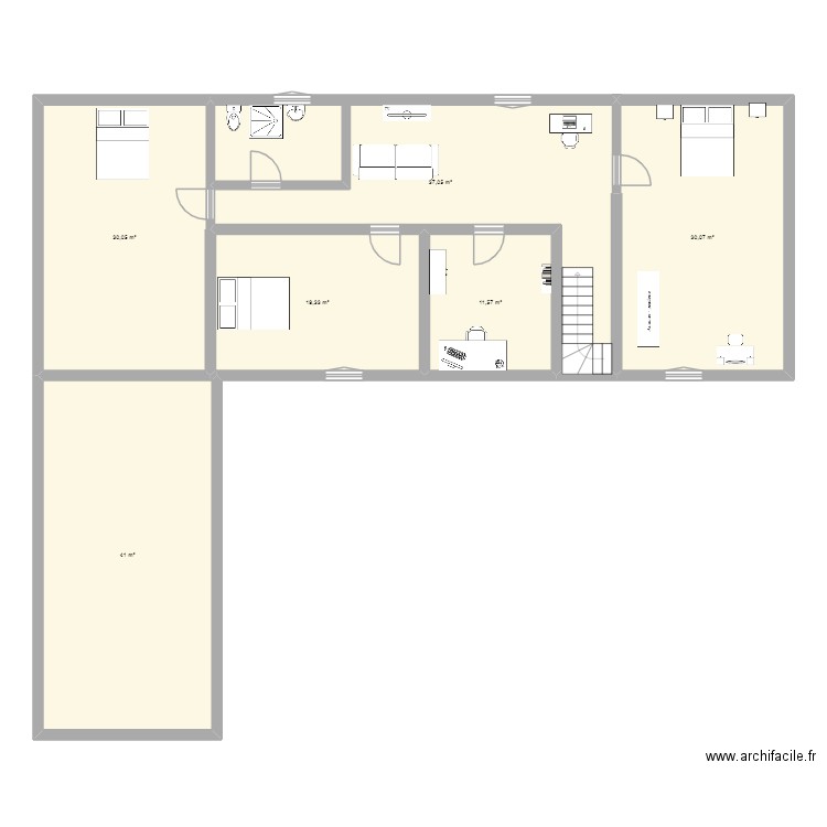étage1. Plan de 6 pièces et 169 m2