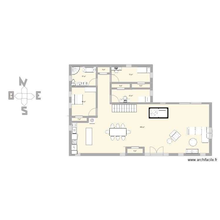 maison architecture. Plan de 11 pièces et 105 m2