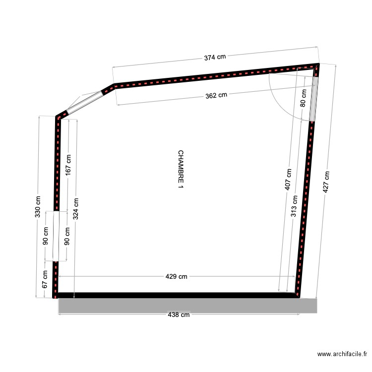 CHAMBRE 1- AVANT TRAVAUX-v4. Plan de 0 pièce et 0 m2