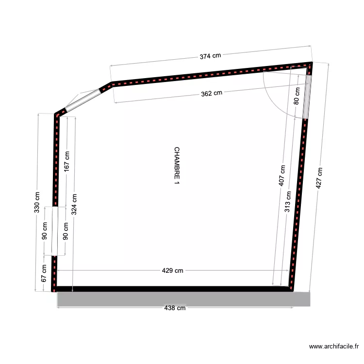 CHAMBRE 1- AVANT TRAVAUX-v4. Plan de CHAMBRE 1- AVANT TRAVAUX-v4. Plan de