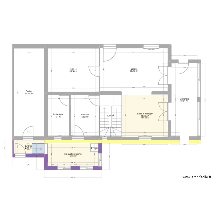 EXTENTION plan. Plan de 10 pièces et 94 m2
