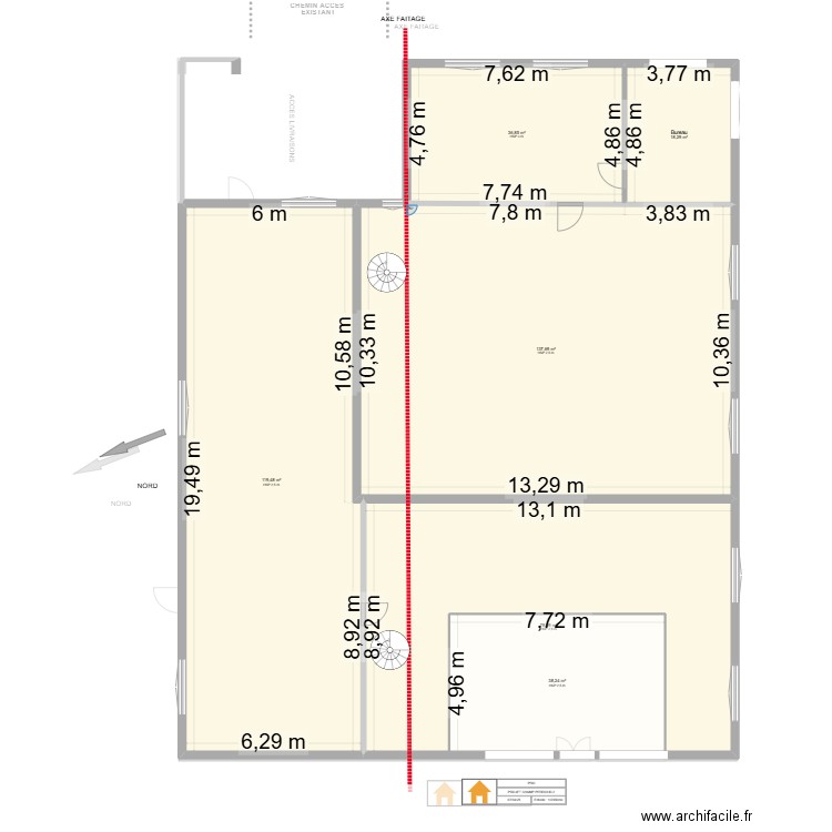 projet champ perroud2. Plan de 10 pièces et 900 m2