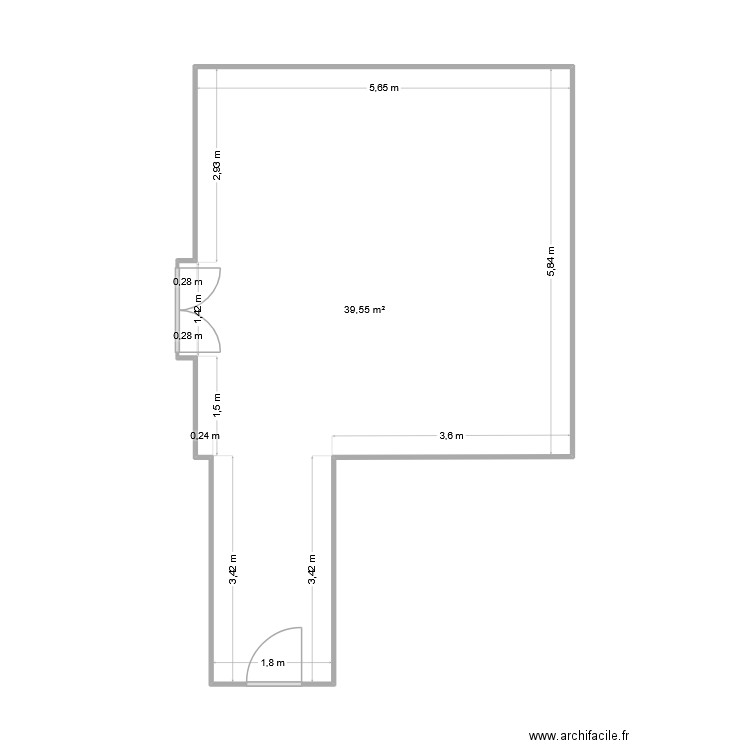 plan ancien CSE. Plan de 1 pièce et 40 m2
