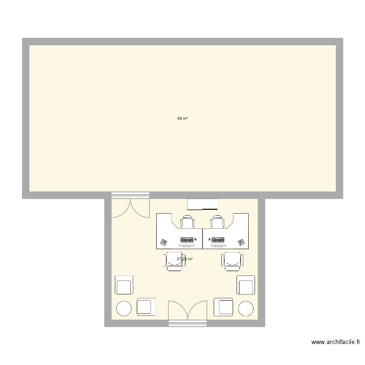 Plan Entreprise. Plan de 2 pièces et 96 m2