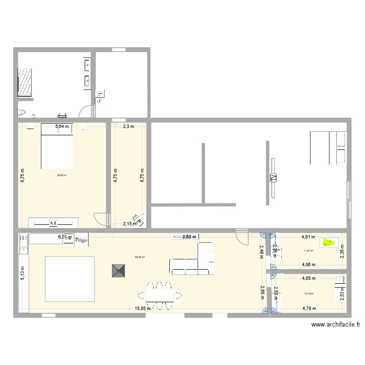 maison. Plan de 4 pièces et 158 m2