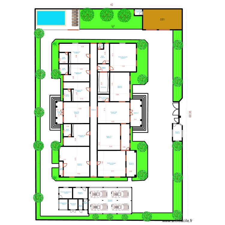 ngak paysages 2. Plan de 53 pièces et 3555 m2