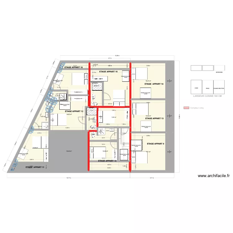 Bretonnerie. Plan de 26  et 322 m²