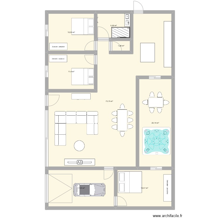 St Pons. Plan de 8 pièces et 155 m2