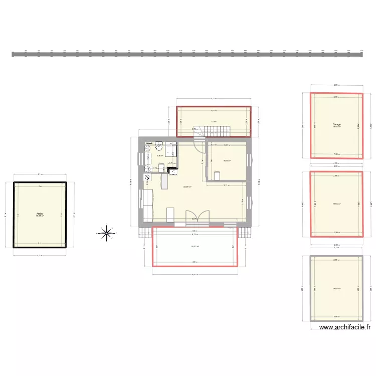 Le chalet 2. Plan de 9  et 167 m²