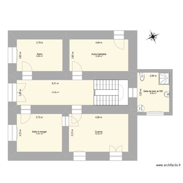 GASSMANN Ange Marie. Plan de 13 pièces et 164 m2