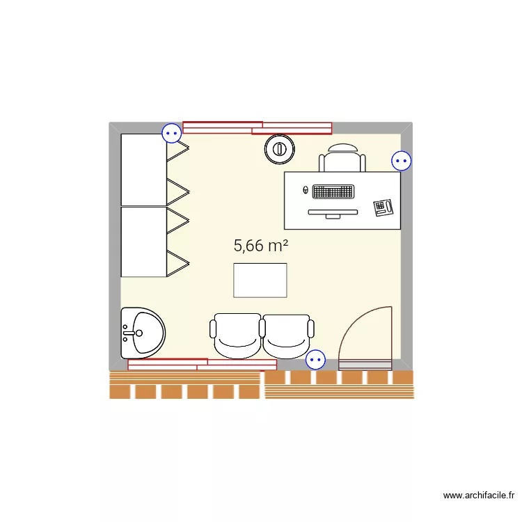 Poste. Plan de 1  et 6 m²