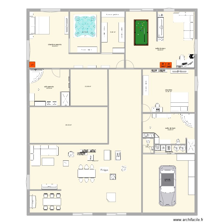 maison de rêve. Plan de 13 pièces et 323 m2