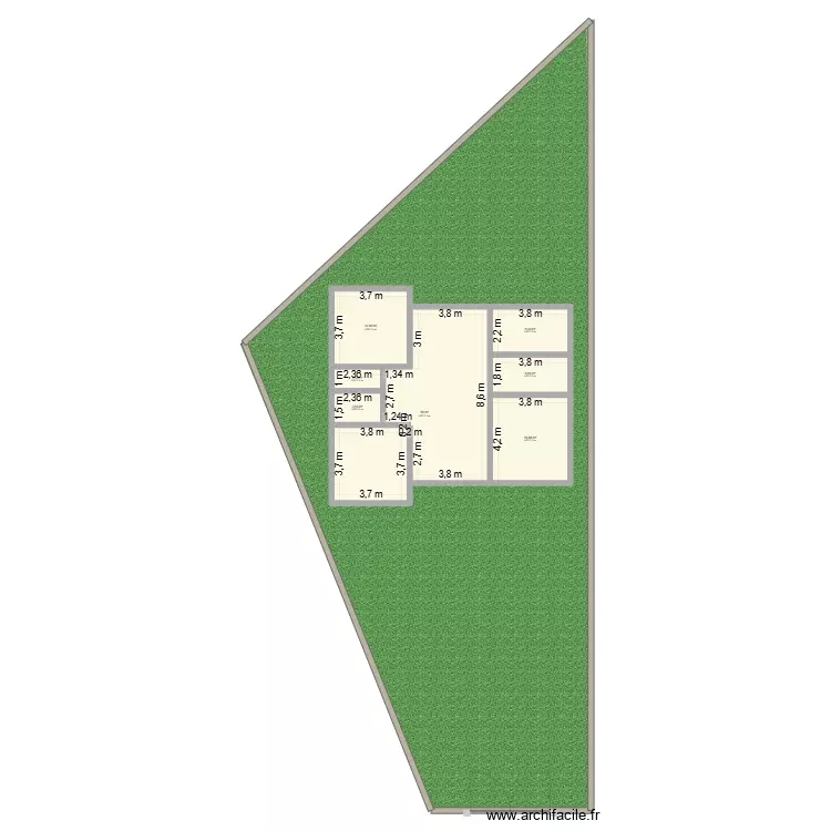 Maison en T. Plan de 7 Pièces et 101 m² Maison en T. Plan de 7 Pièces et 101 m²