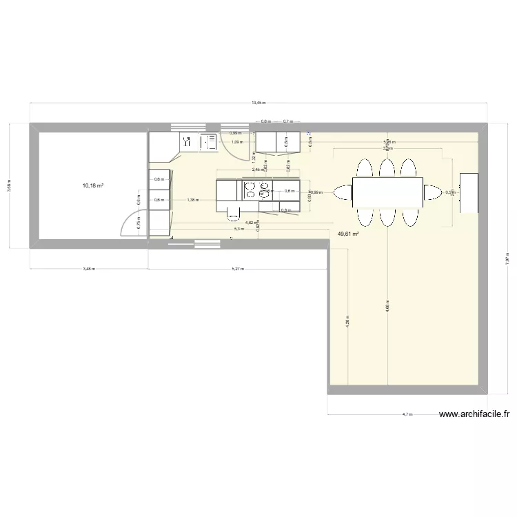 CUISINE Projet. Plan de 2  et 60 m²