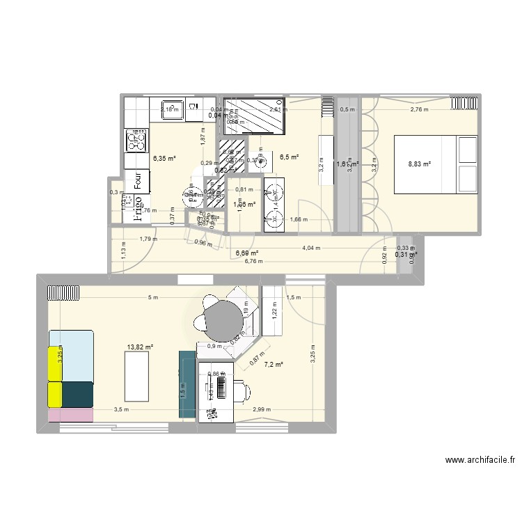 APPART FELIX KB revu. Plan de 12 pièces et 54 m2