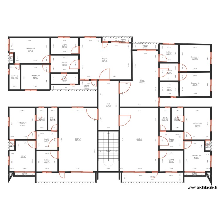 Ardin 3. Plan de 40 pièces et 291 m2