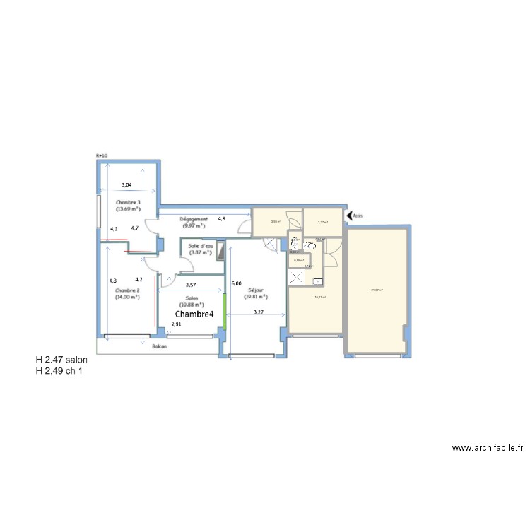 plan condorcet. Plan de 9 pièces et 44 m2