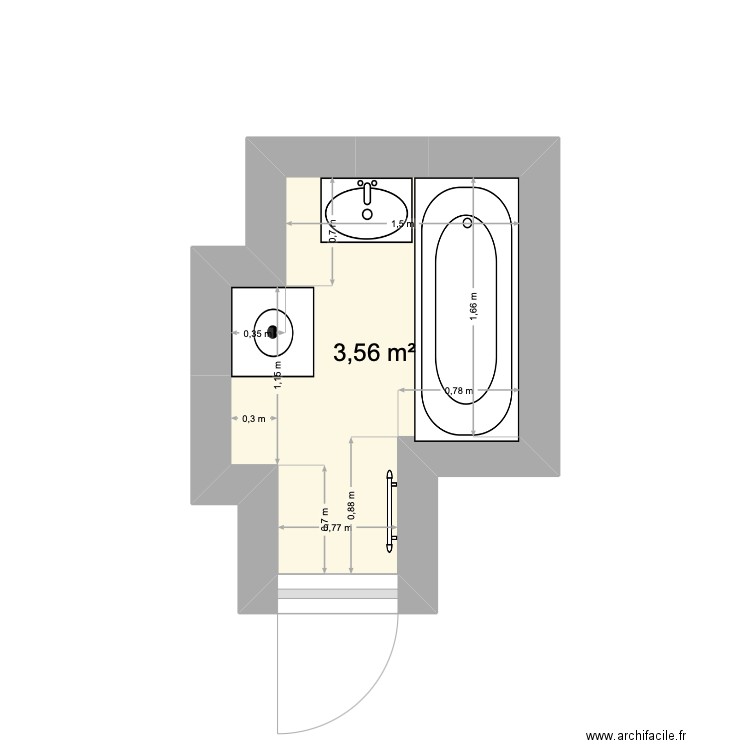 M. B. juillet 2025. Plan de 1 pièce et 4 m2