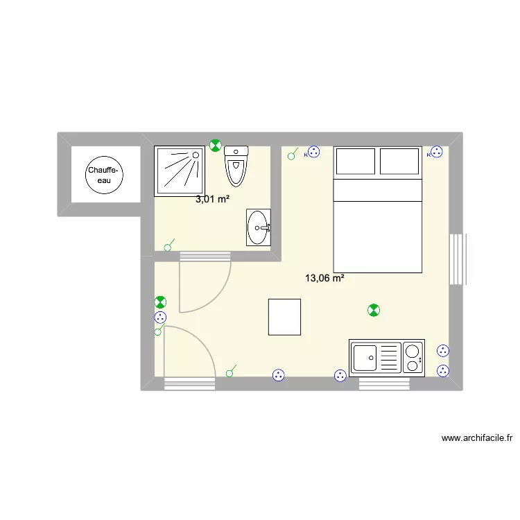new chai. Plan de 2  et 16 m²