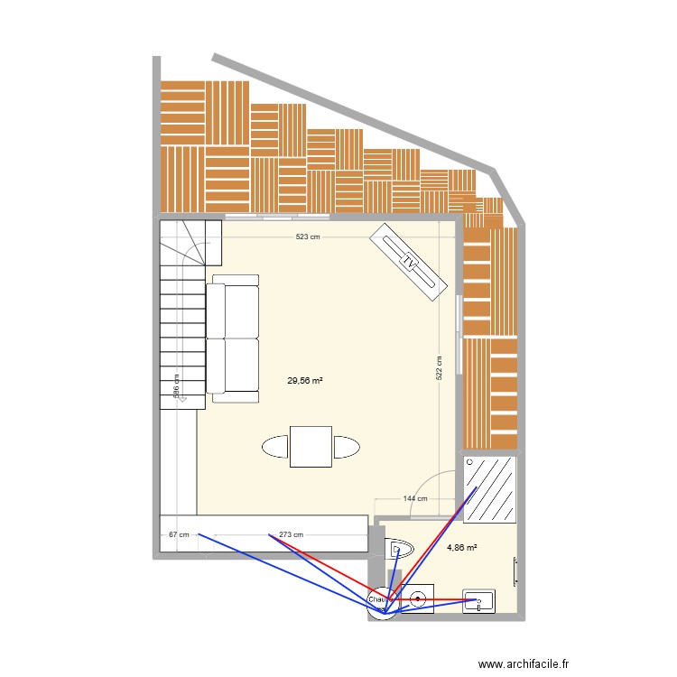 appart AWB BRUT (moyen). Plan de 4 pièces et 55 m2
