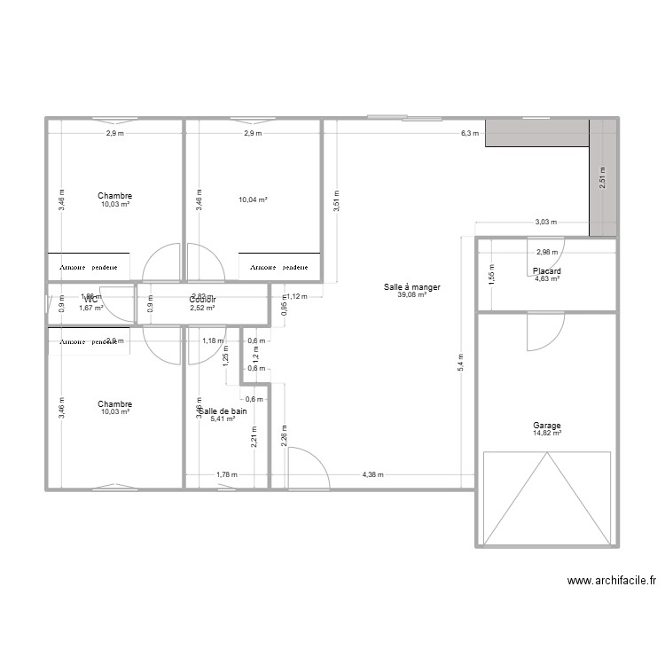 Maison coimères. Plan de 9 pièces et 98 m2