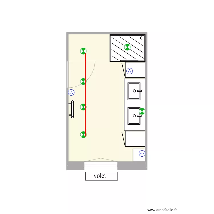 Salle de bains. Plan de 