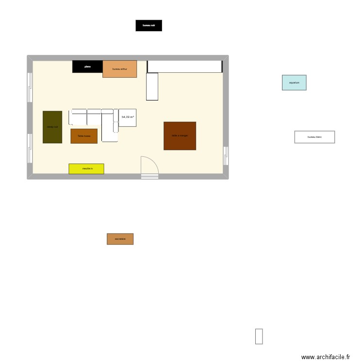 chez ouam 3. Plan de 1 pièce et 54 m2