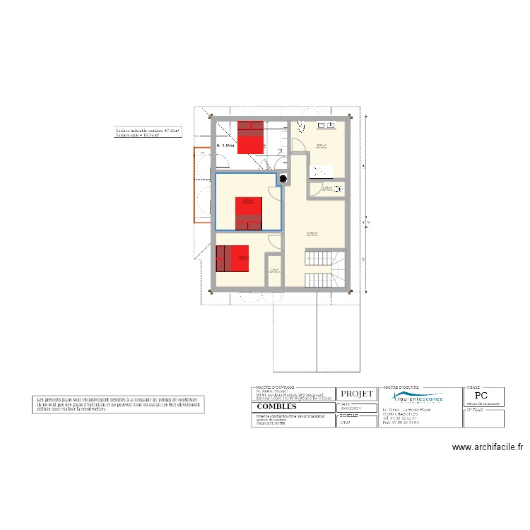 Nv chalet 2. Plan de 6 pièces et 59 m2