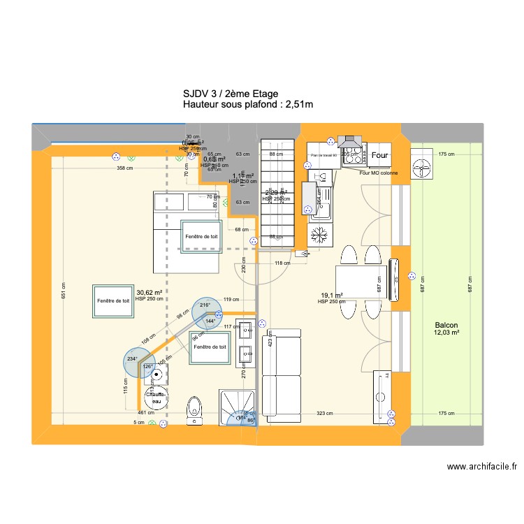 SJDV3 2etage V2. Plan de 7 pièces et 66 m2