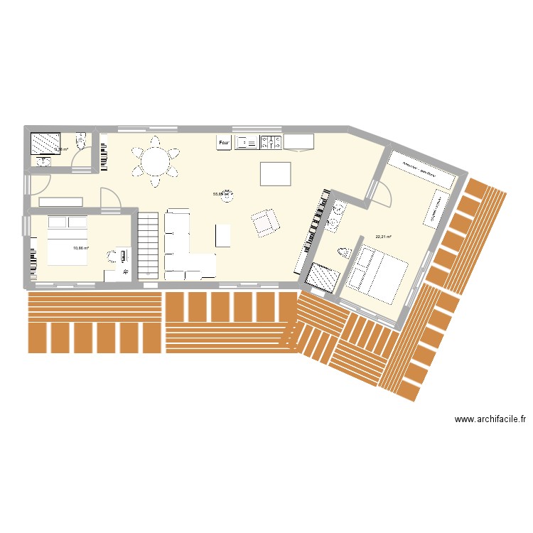 MAISON DES BATS. Plan de 4 pièces et 92 m2