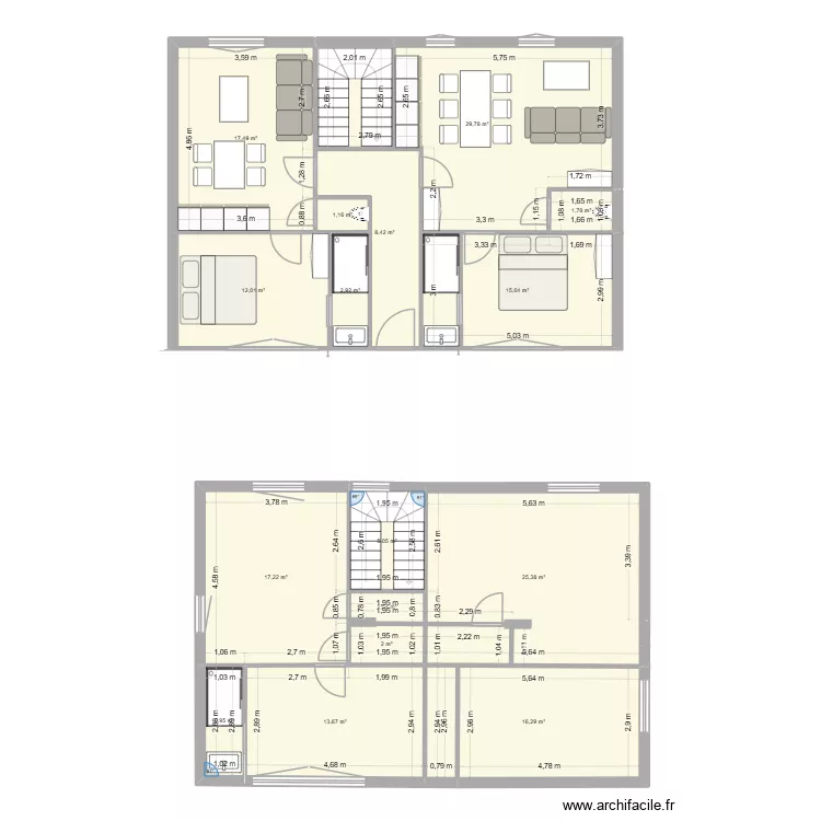 Sous sol. Plan de 16 et 173 m² Sous sol. Plan de 16 et 173 m²