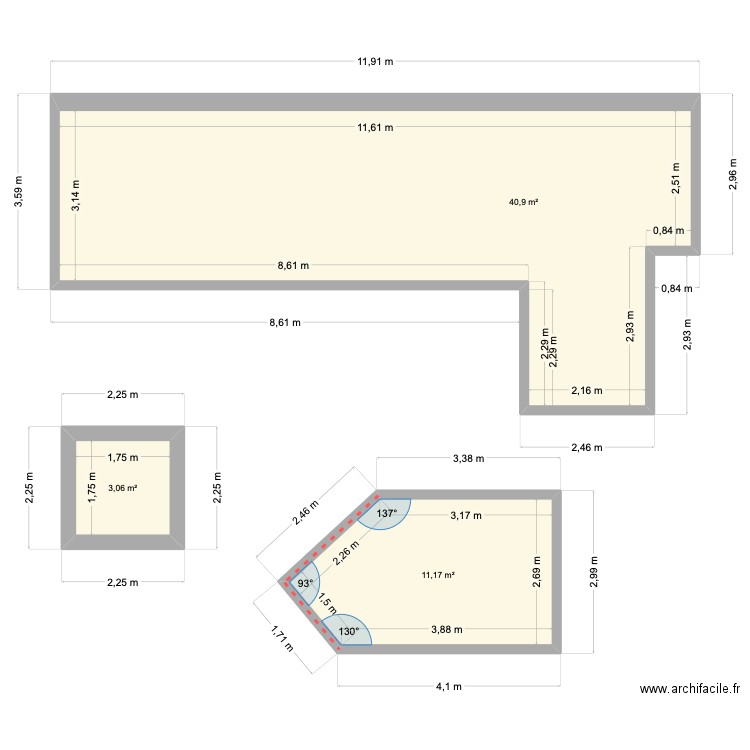 roof restaurant. Plan de 3 pièces et 55 m2
