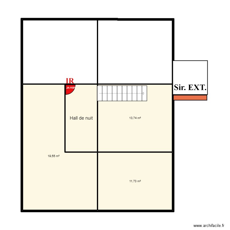 DANAUX . Plan de 4 pièces et 51 m2