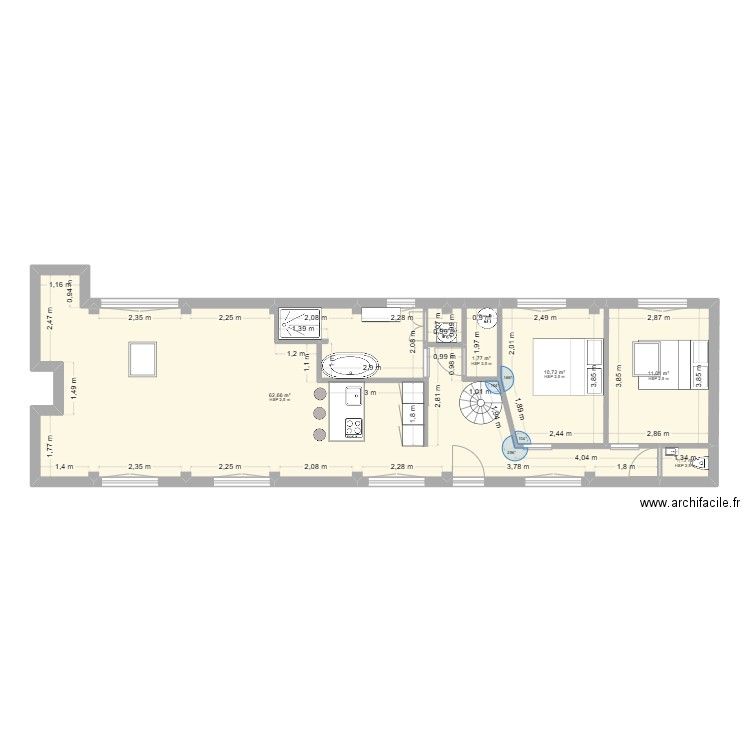 plan d'origine modifier. Plan de 5 pièces et 87 m2