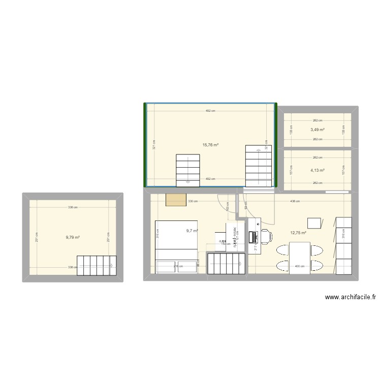 Plan partage caro. Plan de 7 pièces et 57 m2