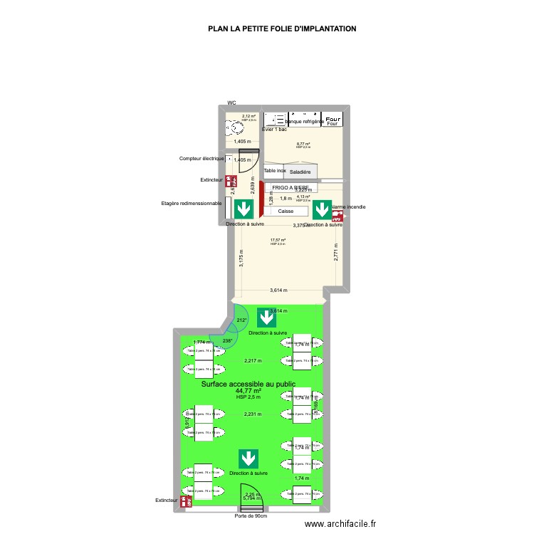 Plan LA PETITE FOLIE D'IMPLANTATION 1. Plan de 5 pièces et 77 m2