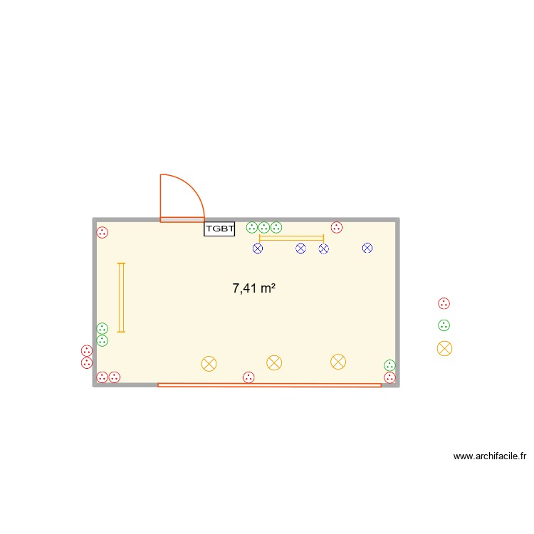 elec. Plan de 1 pièce et 7 m2