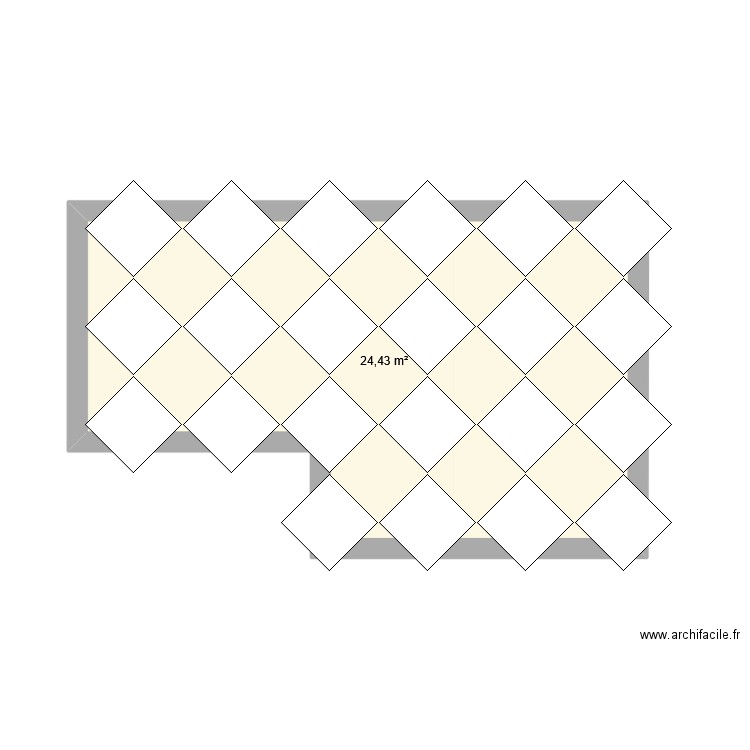 parquet. Plan de 1 pièce et 24 m2