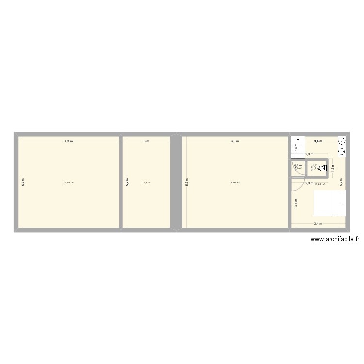 ETALLERIE. Plan de 6 pièces et 109 m2