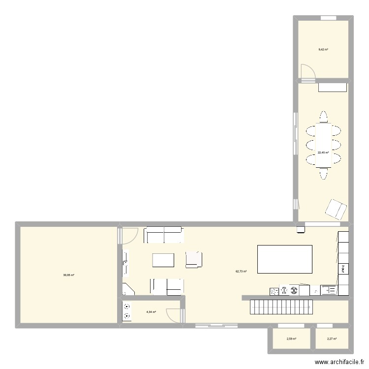 Maison. Plan de 7 pièces et 134 m2