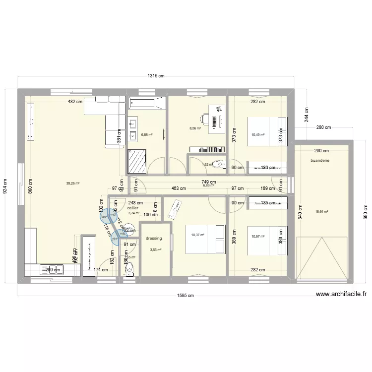 Maison plain pied V&eacute;ro. Plan de 