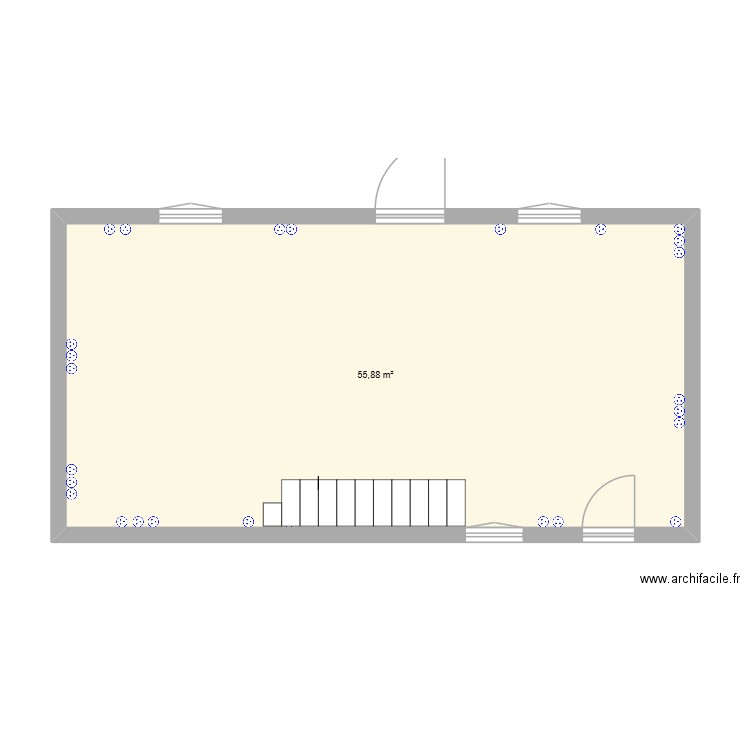 maison. Plan de 1 pièce et 56 m2