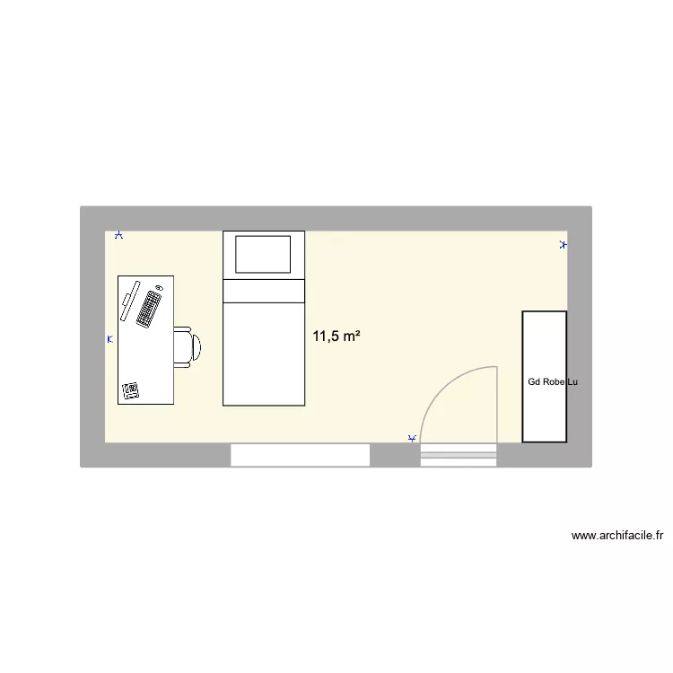 Petite chambre Huy. Plan de 1  et 12 m²