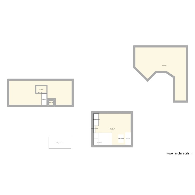 Appart. Plan de 5 pièces et 66 m2