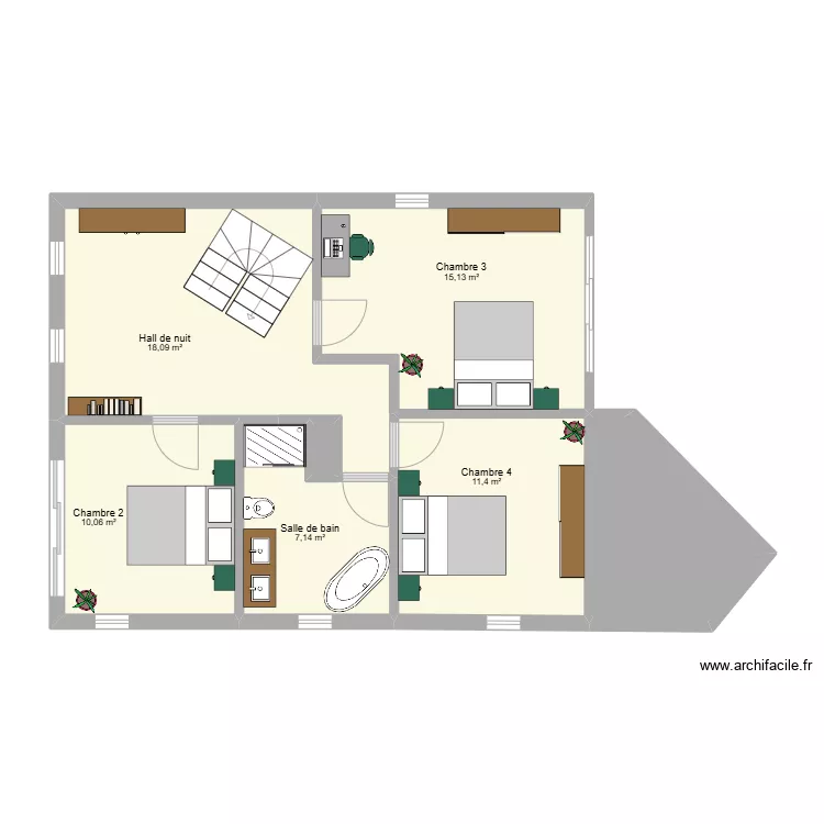 Maison Herve 3 meubl&eacute;e. Plan de 