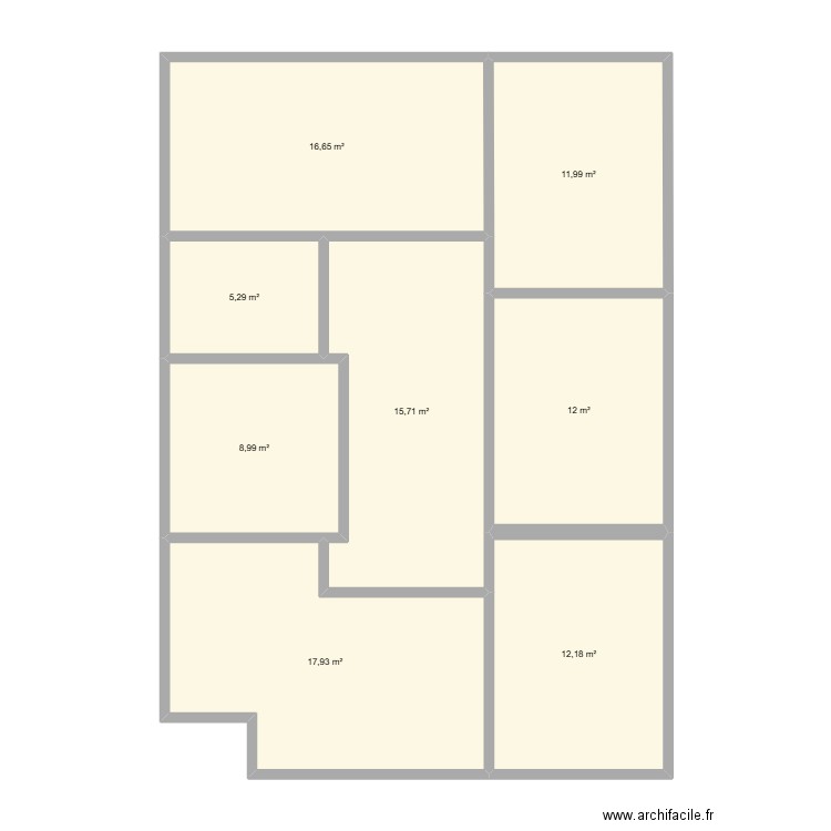 rez de chaussée. Plan de 8 pièces et 101 m2
