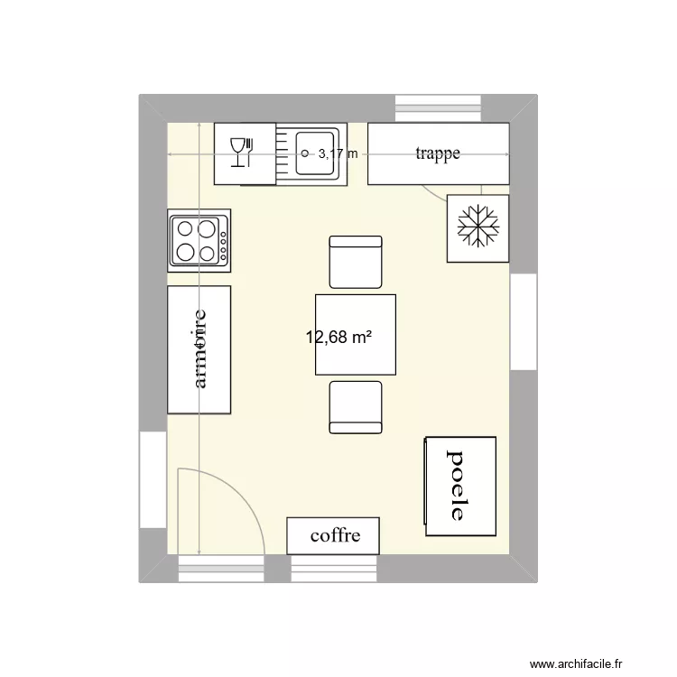 cuisine 2. Plan de 1 et 13 m² cuisine 2. Plan de 1 et 13 m²