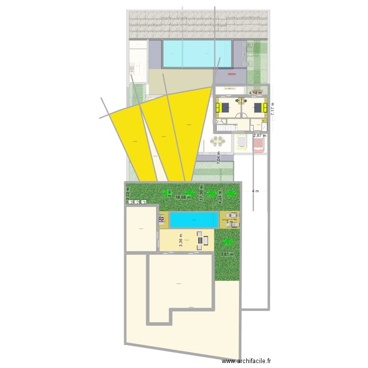 plan secours  etage avec implantation piscine voisin. Plan de 27 pièces et 785 m2