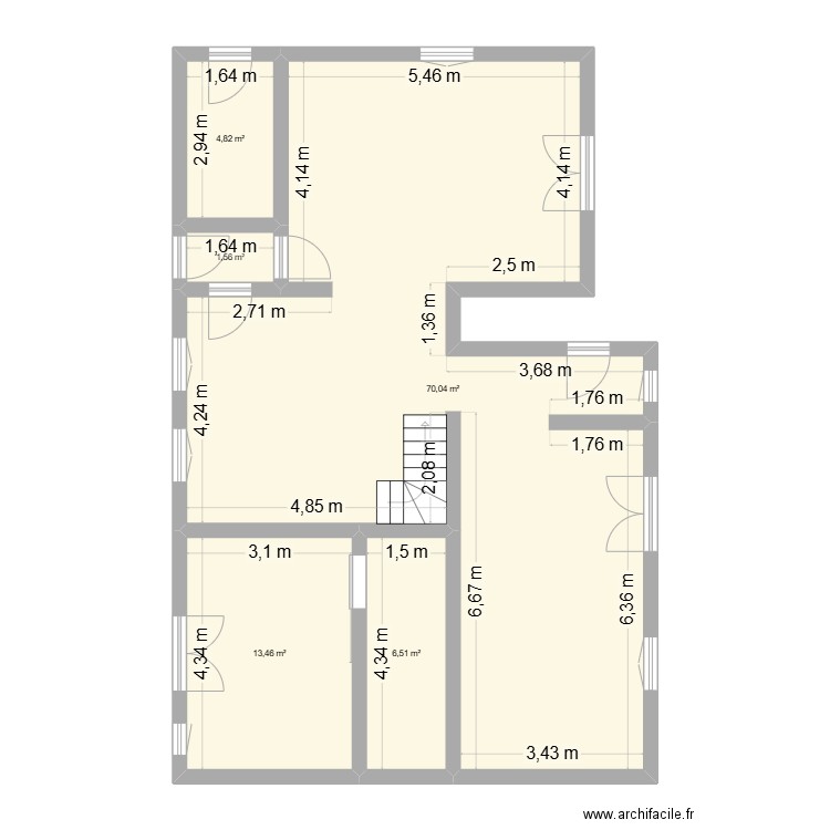 Chapelle 2. Plan de 5 pièces et 96 m2